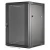 19-inch wall cabinet MHT125 with glass door - 15U height - 600 mm deep - flatpack - black