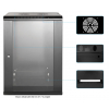 19-inch wall cabinet MHT125 with glass door - 15U height - 600 mm deep - flatpack - black