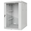19 inch wandkast MHT143 met glazen deur - 15U hoogte - 600 mm diep - grijs