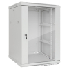 19 inch wandkast MHT143 met glazen deur - 15U hoogte - 600 mm diep - grijs
