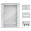 19 inch wandkast MHT143 met glazen deur - 15U hoogte - 600 mm diep - grijs