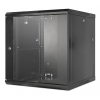 19 inch wandkast MHT138 met glazen deur - 12U hoogte - 600 mm diep - zwart