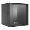 19 inch wandkast MHT138 met glazen deur - 12U hoogte - 600 mm diep - zwart