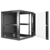 19 inch wandkast MHT138 met glazen deur - 12U hoogte - 600 mm diep - zwart