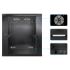19 inch wandkast MHT138 met glazen deur - 12U hoogte - 600 mm diep - zwart