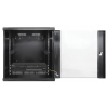 19 inch wandkast MHT138 met glazen deur - 12U hoogte - 600 mm diep - zwart