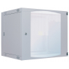 Armario mural de 19 pulgadas MHT106 con puerta de cristal - 6U de altura - doble sección - 600 mm de profundidad - flatpack - gris