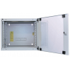 19 inch wandkast MHT112 met glazen deur - 9U hoogte - dubbele sectie - 450 mm diep - flatpack - grijs