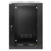 19 inch wall cabinet MHT127 with glass door - 15U height - double section - 450 mm deep - flatpack - black