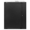 19 inch wandkast MHT129 met glazen deur - 15U hoogte - dubbele sectie - 600 mm diep - flatpack - zwart