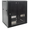 19 inch wandkast MHT101 met glazen deur - 6U hoogte - 450 mm diep - flatpack - zwart