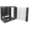 19 inch wandkast MHT101 met glazen deur - 6U hoogte - 450 mm diep - flatpack - zwart
