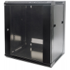 19 inch wandkast MHT101 met glazen deur - 6U hoogte - 450 mm diep - flatpack - zwart