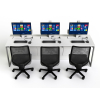 Computertisch P1 mit 3 elektrisch ausfahrbaren Monitorgehäusen - 210 (B) x 70 (T) cm