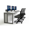 Computer table P1 with 3 electric pop-up monitor housings - 240 (W) x 70 (D) cm