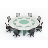 Mesa redonda de ordenador P1 para 8 personas con 8 pantallas eléctricas desplegables