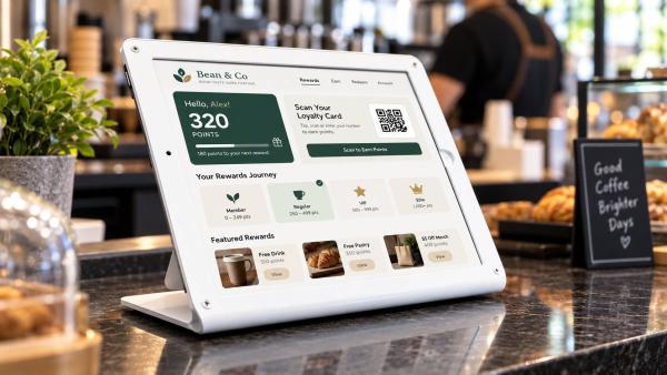Using tablet stand for loyalty programme